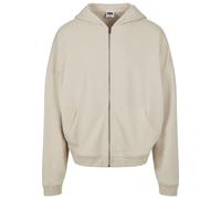 Rundhalspullover URBAN CLASSICS "Urban Classics Herren 90's Zip Hoody", Herren, Gr. L, beige (softseagrass), 65% Baumwolle, 35% Polyester, unifarben, Rundhals, Pullover Rundhalspullover (64883600-L) s