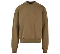 Rundhalspullover URBAN CLASSICS "Urban Classics Herren Acid Washed Crew", Herren, Gr. 5XL, braun (summerolive), 70% Baumwolle, 30% Polyester, unifarben, oversize, Rundhals, Pullover Rundhalspullover (