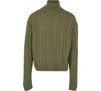 Rundhalspullover URBAN CLASSICS "Urban Classics Herren Boxy Roll Neck Sweater", Herren, Gr. L, grün (tiniolive), 100% Polyacryl, unifarben, oversize, herzförmiger Ausschnitt, Pullover Rundhalspullover