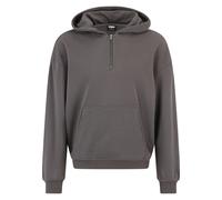 Rundhalspullover URBAN CLASSICS "Urban Classics Herren Boxy Zip Hoody", Herren, Gr. 5XL, grau (schwarzshadow), 65% Baumwolle, 35% Polyester, unifarben, oversize, ohne Ausschnitt, Pullover Rundhalspull