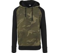 Rundhalspullover URBAN CLASSICS "Urban Classics Herren Camo Contrast Raglan Hoody", Herren, Gr. S, olivecamouflage, schwarz, 60% Baumwolle, 40% Polyester, normal, ohne Ausschnitt, Pullover Rundhalspul