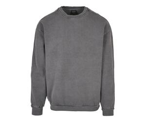 Rundhalspullover URBAN CLASSICS "Urban Classics Herren Heavy Terry Garment Dye Crew", Herren, Gr. S, schwarzshadow, 100% Baumwolle, unifarben, oversize, Rundhals, Pullover Rundhalspullover (73250141-S