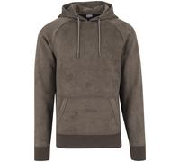 Rundhalspullover URBAN CLASSICS "Urban Classics Herren Imitation Suede Hoody", Herren, Gr. L, olive, 90% Polyester, 10% Elasthan, unifarben, normal, ohne Ausschnitt, Pullover Rundhalspullover (8545410