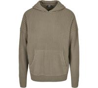 Rundhalspullover URBAN CLASSICS "Urban Classics Herren Knitted Hoody", Herren, Gr. M, beige (schwarzkhaki), 100% Polyacryl, unifarben, oversize, Rundhals, Pullover Rundhalspullover (37118842-M) schwar