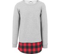 Urban Classics Pullover Long Flanell Bottom Open Edge Crewneck Grey/Black/Red-L