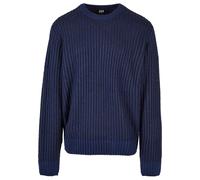 Rundhalspullover URBAN CLASSICS "Urban Classics Herren Oversized Two Tone Sweater", Damen, Gr. XL, dunkelblau, midnightnavy, 100% Polyacryl, unifarben, oversize, Rundhals, Pullover Rundhalspullover (7