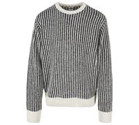 Rundhalspullover URBAN CLASSICS "Urban Classics Herren Oversized Two Tone Sweater" Gr. XL, weiß (whitesand, black) Herren Pullover (92439551-XL) whitesand, black