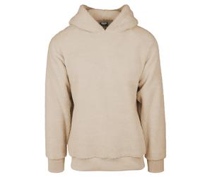 Rundhalspullover URBAN CLASSICS "Urban Classics Herren Sherpa Hoody", Herren, Gr. L, schwarzsand, 100% Polyester, unifarben, normal, ohne Ausschnitt, Pullover Rundhalspullover (98821404-L) schwarzsand