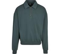 Rundhalspullover URBAN CLASSICS "Urban Classics Herren Shirt Collar Crew", Herren, Gr. L, grau (bottlegrün), 65% Baumwolle, 35% Polyester, unifarben, oversize, amerikanischer Ausschnitt, Pullover Rund