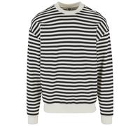 Rundhalspullover URBAN CLASSICS "Urban Classics Herren Striped Crewneck", Herren, Gr. M, schwarz-weiß (sandweiß, schwarz), 100% Baumwolle, gestreift, normal, Rundhals, Pullover Rundhalspullover (68244