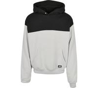 Rundhalspullover URBAN CLASSICS "Urban Classics Herren Upper Block Hoody", Herren, Gr. L, lightasphalt, schwarz, 65% Baumwolle, 35% Polyester, mehrfarbig, loose fit, ohne Ausschnitt, Pullover Rundhals