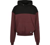 Rundhalspullover URBAN CLASSICS "Urban Classics Herren Upper Block Hoody", Herren, Gr. M, braun (cherry, schwarz), 65% Baumwolle, 35% Polyester, mehrfarbig, loose fit, ohne Ausschnitt, Pullover Rundha