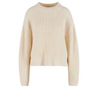 Rundhalspullover URBAN CLASSICS "Urban Classics Ladies Wide Basic Oversized Sweater", Damen, Gr. M, sandweiß, 100% Polyacryl, unifarben, oversize, Rundhals, Pullover Rundhalspullover (75885565-M) sand