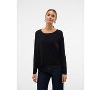 Rundhalspullover VERO MODA "VMBREEZE AURA LS ZIPPER BLOUSE NOOS", Damen, Gr. M, schwarz, Strick, Obermaterial: 52% Viskose, 28% Polyester, 20% Nylon, unifarben, regular fit normal, Rundhals, Rippbündc
