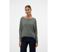 Rundhalspullover VERO MODA "VMBREEZE AURA LS ZIPPER BLOUSE NOOS", Damen, Gr. XXL, grün (balsam grün), Strick, Obermaterial: 52% Viskose, 28% Polyester, 20% Nylon, unifarben, regular fit normal, Rundha