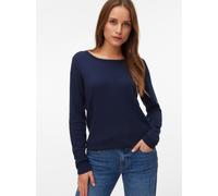 Rundhalspullover VERO MODA "VMCARE STRUCTURE LS O-NECK BLOU NOOS", Damen, Gr. S, blau (navy blazer), Strick, Obermaterial: 100% Baumwolle, Strukturmuster, unifarben, regular fit normal, Rundhals, Ripp