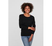 Rundhalspullover VERO MODA "VMCARE STRUCTURE LS O-NECK BLOU NOOS", Damen, Gr. S, schwarz, Strick, Obermaterial: 100% Baumwolle, Strukturmuster, unifarben, regular fit normal, Rundhals, Rippbündchen, P