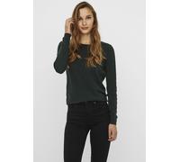 Rundhalspullover VERO MODA "VMCARE STRUCTURE LS O-NECK BLOUSE", Damen, Gr. S, grün (pine grove), Strick, Obermaterial: 100% Baumwolle, Strukturmuster, unifarben, figurbetont hüftbedeckend, Rundhals, P