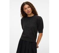 Rundhalspullover VERO MODA "VMDOFFY 2/4 O-NECK PULLOVER GA NOOS", Damen, Gr. M, schwarz (chocolate torte detail:schwarz melange), Strick, Obermaterial: 94% Polyester, 3% Elasthan, 3% Nylon, meliert, r