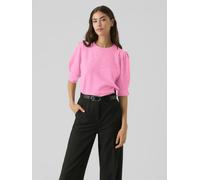 Rundhalspullover VERO MODA "VMDOFFY 2/4 O-NECK PULLOVER GA NOOS", Damen, Gr. S, bonbon detail:melange, Strick, Obermaterial: 94% Polyester, 3% Elasthan, 3% Nylon, meliert, regular fit normal, Rundhals