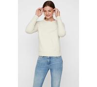 Rundhalspullover VERO MODA "VMDOFFY", Damen, Gr. XL, braun (birch melange), Strick, Obermaterial: 94% Polyester, 3% Elasthan, 3% Nylon, meliert, Basic, figurumspielend hüftlang, Rundhals, Raglanärmel