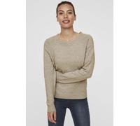 Rundhalspullover VERO MODA "VMDOFFY", Damen, Gr. XS, beige (sepia tint melange), Strick, Obermaterial: 94% Polyester, 3% Elasthan, 3% Nylon, Basic, figurumspielend hüftlang, Rundhals, Raglanärmel Ripp