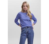 Rundhalspullover VERO MODA "VMDOFFY LS O-NECK BLOUSE GA NOOS", Damen, Gr. L, surf the web detail:melange, Strick, Obermaterial: 94% Polyester, 3% Elasthan, 3% Nylon, meliert, regular fit hüftlang, Run