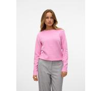 Rundhalspullover VERO MODA "VMDOFFY LS O-NECK BLOUSE GA NOOS", Damen, Gr. L (40), pink (fuchsia pink detail:melange), Strick, Obermaterial: 94% Polyester, 3% Elasthan, 3% Nylon, meliert, modisch, regu