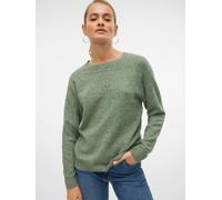 Rundhalspullover VERO MODA "VMDOFFY LS O-NECK BLOUSE GA NOOS", Damen, Gr. S, grün (laurel wreath melange), Strick, Obermaterial: 94% Polyester, 3% Elasthan, 3% Nylon, meliert, regular fit normal, Rund