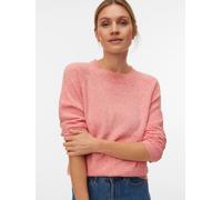 Rundhalspullover VERO MODA "VMDOFFY LS O-NECK BLOUSE GA NOOS", Damen, Gr. S, rosa (coral paradise weiß melange), Strick, Obermaterial: 94% Polyester, 3% Elasthan, 3% Nylon, meliert, regular fit normal