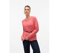 Rundhalspullover VERO MODA "VMDOFFY LS O-NECK BLOUSE GA NOOS", Damen, Gr. S, rot (high risk rot detail:melange), Strick, Obermaterial: 94% Polyester, 3% Elasthan, 3% Nylon, meliert, regular fit normal