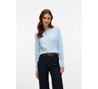 Rundhalspullover VERO MODA "VMDOFFY LS O-NECK BLOUSE GA NOOS", Damen, Gr. XL, blau (cashmere blau detail:melange), Strick, Feinstrick, Obermaterial: 94% Polyester, 3% Elasthan, 3% Nylon, meliert, modi