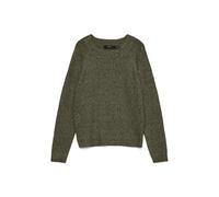 Rundhalspullover VERO MODA "VMDOFFY LS O-NECK BLOUSE GA NOOS", Damen, Gr. XL, weiß (grape leaf detail:with weiß melange), Strick, Obermaterial: 94% Polyester, 3% Elasthan, 3% Nylon, meliert, regular f