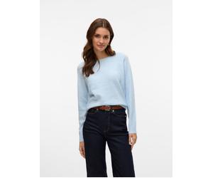 Rundhalspullover VERO MODA "VMDOFFY LS O-NECK BLOUSE GA NOOS", Damen, Gr. XS, blau (cashmere blau melange), Strick, Obermaterial: 94% Polyester, 3% Elasthan, 3% Nylon, meliert, regular fit normal, Run