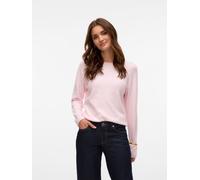 Rundhalspullover VERO MODA "VMDOFFY LS O-NECK BLOUSE GA NOOS", Damen, Gr. XS, rosa (pink, a, boo detail:melange), Strick, Obermaterial: 94% Polyester, 3% Elasthan, 3% Nylon, meliert, regular fit norma