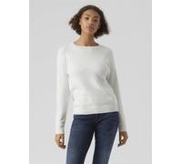 Rundhalspullover VERO MODA "VMDOFFY LS O-NECK BLOUSE GA NOOS", Damen, Gr. XXL, weiß (snow weiß melange), Strick, Obermaterial: 94% Polyester, 3% Elasthan, 3% Nylon, meliert, regular fit normal, Rundha