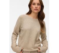 VERO MODA Damen Vmdoffyshine Ls O-Neck Blouse Rep Noos Strickpullover, Silver Mink/Detail:W. Gold Lurex, Medium