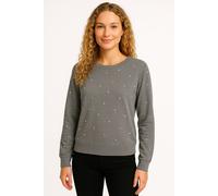 Rundhalspullover VERO MODA "VMGLORY PEARL LS O-NECK PULLOVER BOO", Damen, Gr. L, grau (medium grau melange), Strick, Obermaterial: 80% Viskose, 20% Nylon, unifarben, regular fit, Rundhals, Rippstrickb