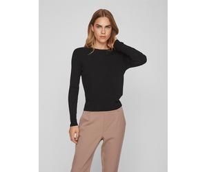 Rundhalspullover VILA "VICOMFY O-NECK L/S KNIT TOP/SU - NOOS", Damen, Gr. M, schwarz, Rippstrick, Obermaterial: 51% Viskose, 27% Polyester, 22% Polyamid, unifarben, normal, Rundhals, Rippstrickbündche
