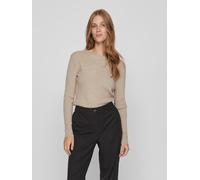 Rundhalspullover VILA "VICOMFY O-NECK L/S KNIT TOP/SU - NOOS", Damen, Gr. XXL, beige (natural melange), Rippstrick, Obermaterial: 51% Viskose, 27% Polyester, 22% Polyamid, meliert, normal, Rundhals, R