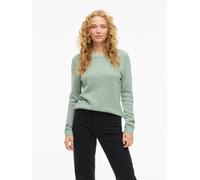 Rundhalspullover VILA "VIDALO O-NECK L/S KNIT TOP- NOOS", Damen, Gr. L, blau surf, Feinstrick, Obermaterial: 100% Baumwolle, unifarben, regular fit normal, Rundhals, Rippbündchen, Pullover Rundhalspul