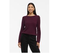 Rundhalspullover VILA "VIDALO O-NECK L/S KNIT TOP- NOOS", Damen, Gr. L, lila (fig), Feinstrick, Obermaterial: 100% Baumwolle, unifarben, regular fit normal, Rundhals, Rippbündchen, Pullover Rundhalspu