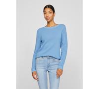 Rundhalspullover VILA "VIDALO O-NECK L/S KNIT TOP- NOOS", Damen, Gr. S, blau (blissful blau), Feinstrick, Obermaterial: 100% Baumwolle, unifarben, regular fit normal, Rundhals, Rippbündchen, Pullover
