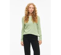 Rundhalspullover VILA "VIDALO O-NECK L/S KNIT TOP- NOOS", Damen, Gr. S, grün (smoke grün), Feinstrick, Obermaterial: 100% Baumwolle, unifarben, regular fit normal, Rundhals, Rippbündchen, Pullover Run