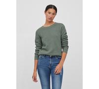 Rundhalspullover VILA "VIDALO O-NECK L/S KNIT TOP- NOOS", Damen, Gr. XXL, grün (laurel wreath), Feinstrick, Obermaterial: 100% Baumwolle, unifarben, regular fit normal, Rundhals, Rippbündchen, Pullove
