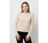 Rundhalspullover VILA "VILOWEN L/S POINTELLE KNIT TOP/PB", Damen, Gr. XS, birch, Strick, Obermaterial: 90% Baumwolle, 10% Nylon, unifarben, normal, Rundhals, Pullover Rundhalspullover (13621423-XS) bi