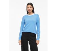 Rundhalspullover VILA "VIRIL O-NECK L/S KNIT TOP - NOOS", Damen, Gr. L, all aboard detail:schwarz melange, Feinstrick, Obermaterial: 50% Viskose, 27% Nylon, 23% Polyester, meliert, regular fit normal,