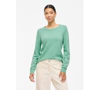 Rundhalspullover VILA "VIRIL O-NECK L/S KNIT TOP - NOOS", Damen, Gr. L, grün (winter grün detail:melange), Feinstrick, Obermaterial: 50% Viskose, 27% Nylon, 23% Polyester, meliert, regular fit normal,