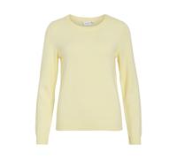 Rundhalspullover VILA "VIRIL O-NECK L/S KNIT TOP - NOOS", Damen, Gr. L, pastel gelb detail:schwarz melange, Feinstrick, Obermaterial: 50% Viskose, 27% Nylon, 23% Polyester, meliert, regular fit normal