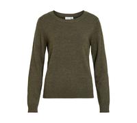 Rundhalspullover VILA "VIRIL O-NECK L/S KNIT TOP - NOOS", Damen, Gr. M, forest night detail:schwarz melange, Feinstrick, Obermaterial: 50% Viskose, 27% Nylon, 23% Polyester, meliert, regular fit norma